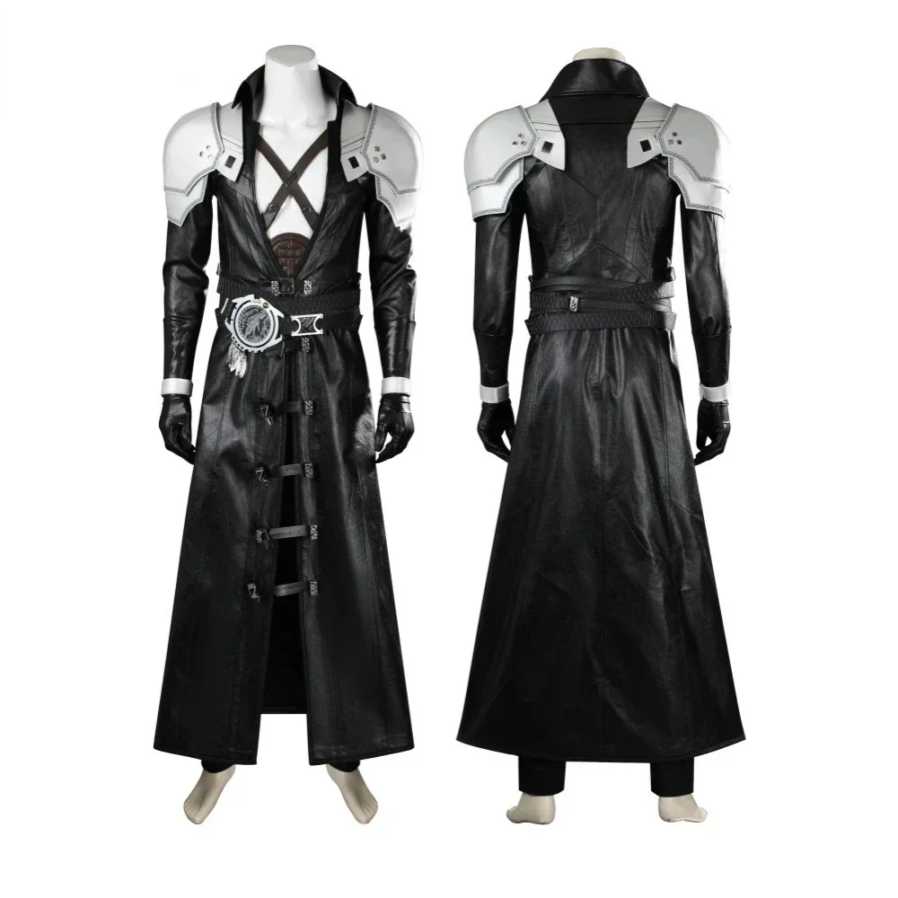 

FF7 Sephiroth Cosplay Costume Black Fantasy Leather Coat and Accessories Full Set and Individual Items Are Sold Custom Size