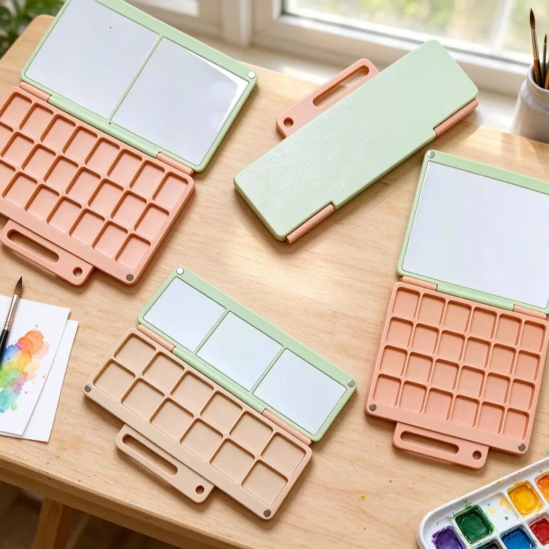 Portable M5/A7 Binder Insert Palette 12/24 Wells Empty Watercolor Box Ceramic Mixing Tray for Outdoor Sketch Art Supplies