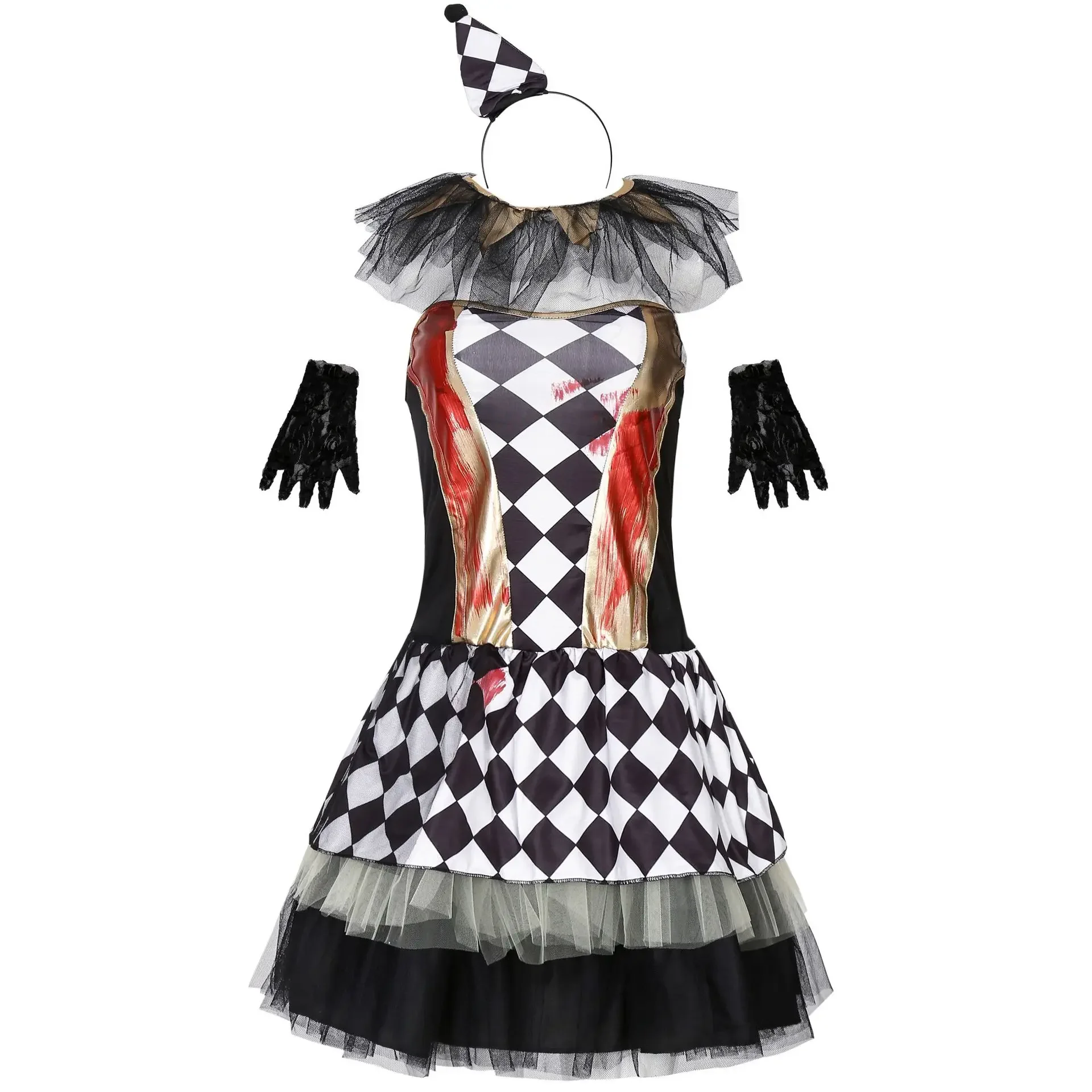 

2025 new Stage Performance Crazy Naughty Monster Joker Fancy Dress Halloween Horror Bloody Murderer Harley Clown Cosplay Costume