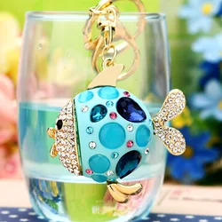 Turbot Fish Keyrings Keychains Multicolour Enamel Crystal Fish Key Chains Holder Bag Pendant For Car