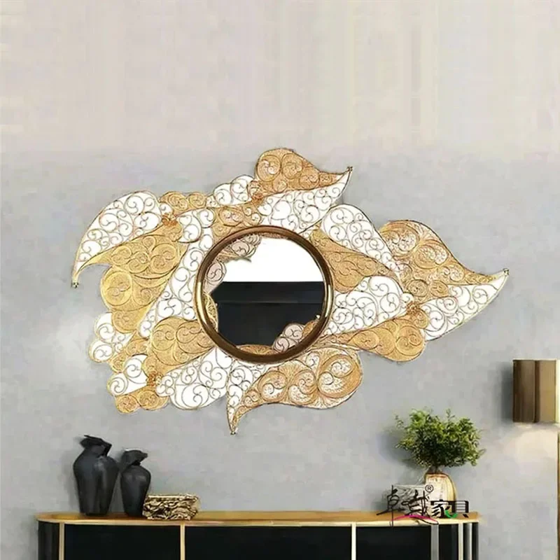 Stainless steel decorative mirror light luxury high sense creative home wall mirror art special-shaped wall-mounted enigma