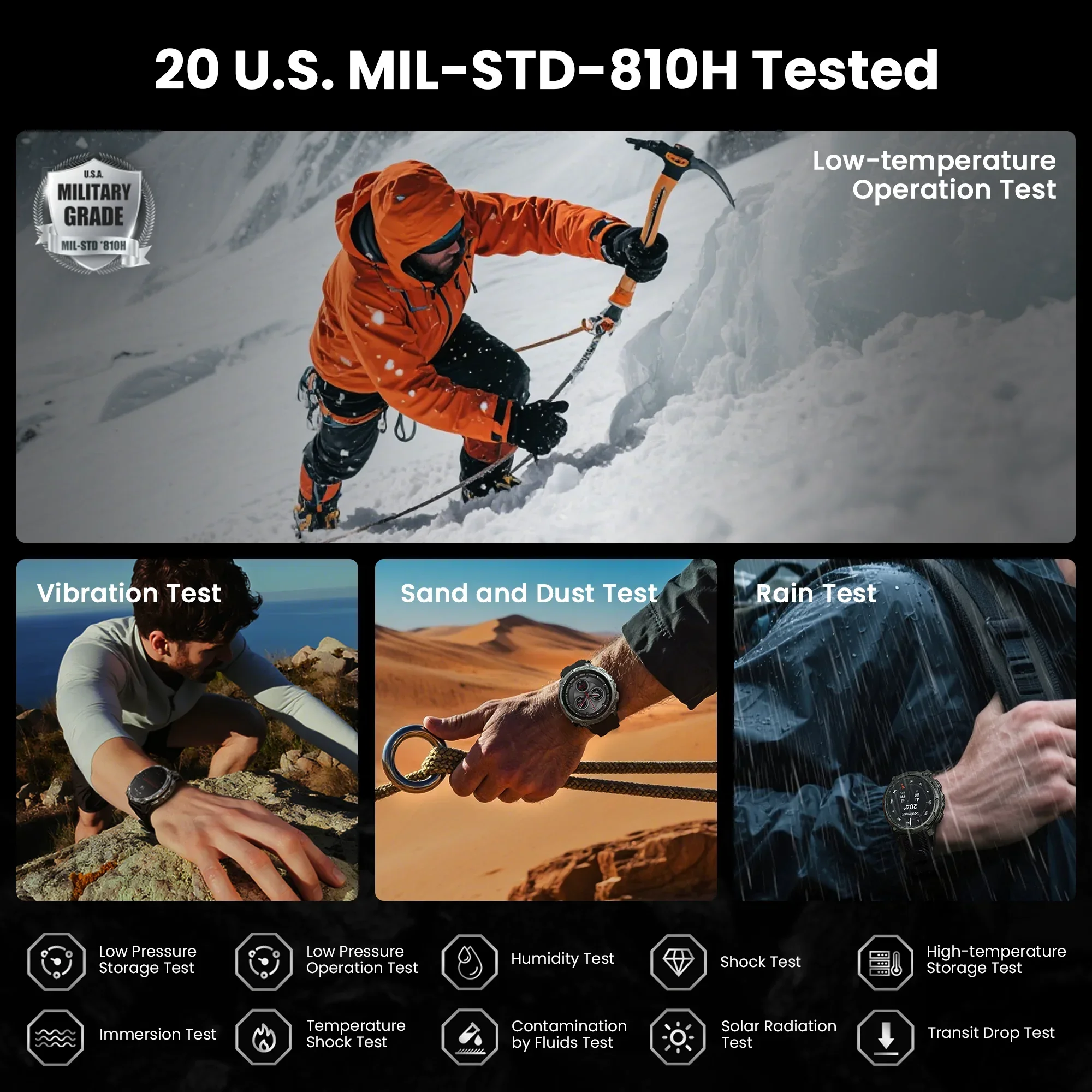 KOSPET Tank T4 Men's Rugged Smart Watch Military Grade GPS Stainless Steel 100M Waterproof 45M Freediving 24/7 Health Monitor