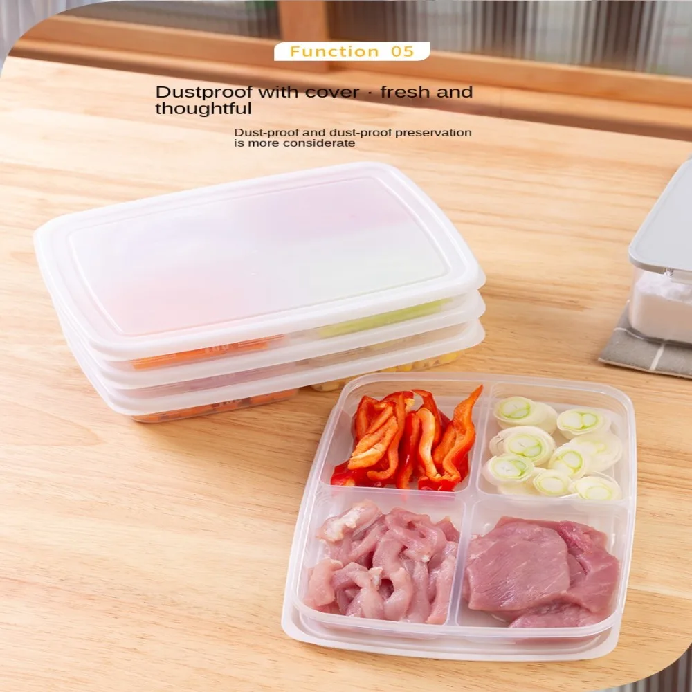 Portable Food Preparation Storage Box Divided 4/5/6Grids Sub-Packed Meat Compartment Box Compartment Onion Ginger Fresh Storage