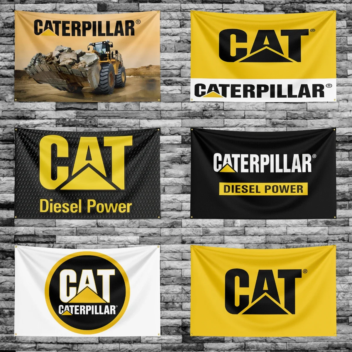 Banner impreso del excavador del poliéster de la bandera del excavador de los orugas del gato de 90x150CM para la decoración