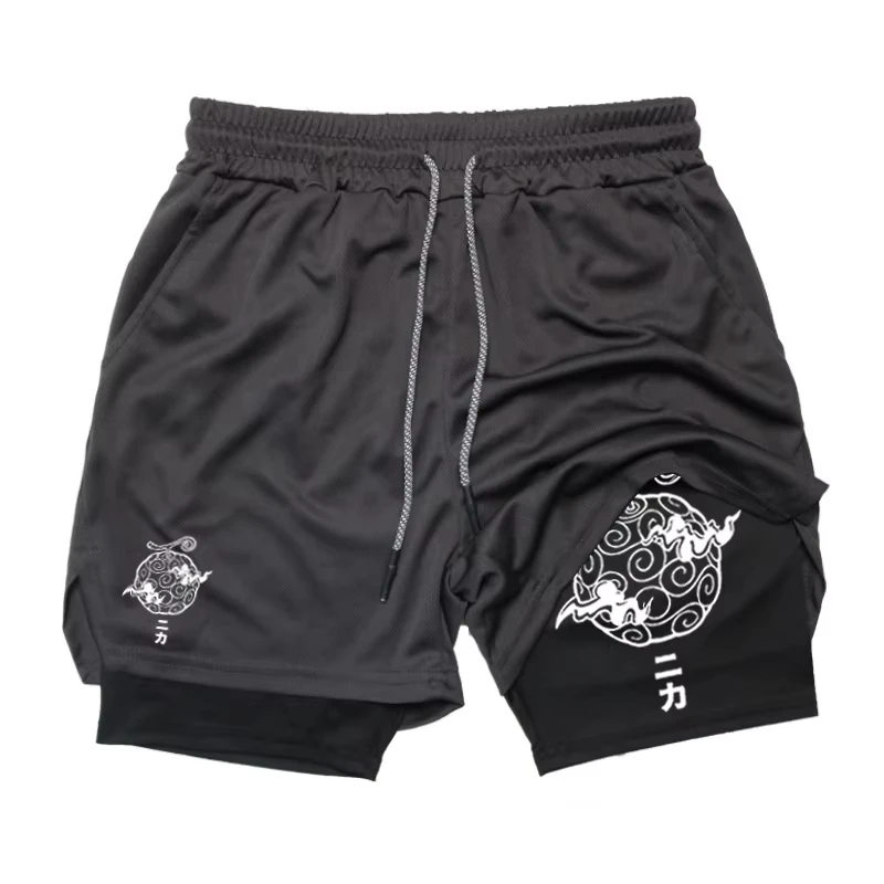

raphic Print 2 in 1 Shorts for Men Summer Athletic Quick Dry Shorts Gym Workout Running Training Shorts10080