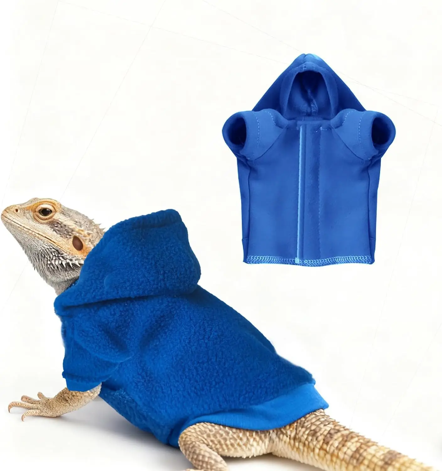 Eidechsenkleidung für Bartagamen - Handgefertigte Baumwoll-Kapuzenpullover Warmer Mantel Reptilien-Bekleidung Kostüm Hautschutz