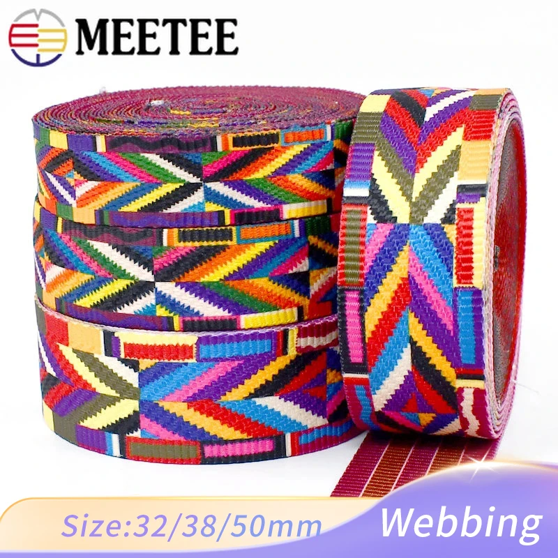 

2/5Meters 32/38/50mm Polyester Jacquard Webbing Band Belt Decoration Ribbons Backpack Bag Strap Tapes DIY Sewing Accessories