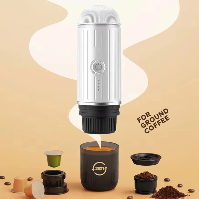 ABBO-Portable Espresso Machine ,Wireless Electric Coffee Maker Compatible With Capsules & Ground Coffee, Ideal For Travel Use