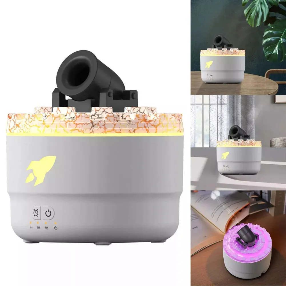 Car Air Humidifier Volcanic Crack 7Color Light Cannons Humidifier Essential Oil Diffuser Aroma Humidifier For Car Bedroom Decor