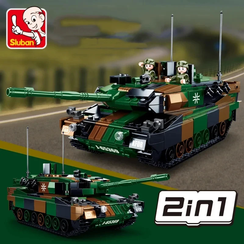 Sluban 766PCS levhart skvrnitý 2A5 podstatný bitva komora modelka cihly WW2 komora armáda soilder budova bloků sada vzdělávací DIY hraček pro děti