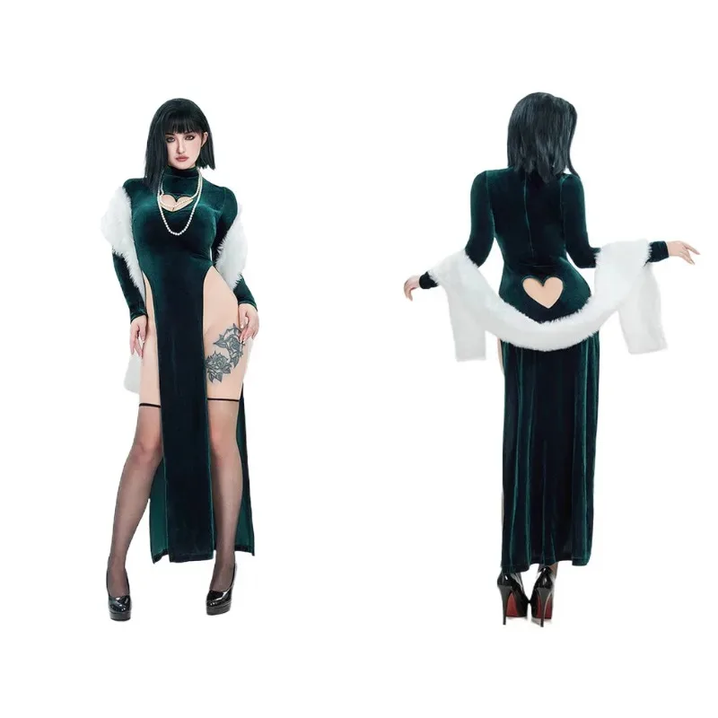 

2025 From Anime ONE PUNCH-MAN Fubuki Cheongsam Cosplay Costume Women Sexy Velet Dress yi;4