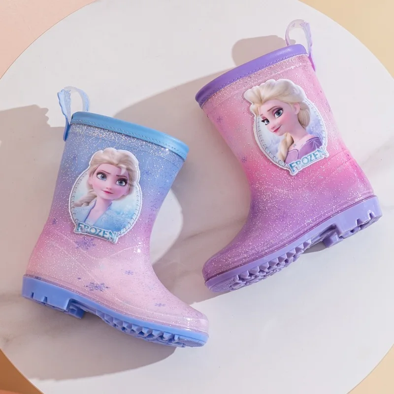 Children'S Rain Shoes Girls' Anti Slip Cute Rubber Shoes Elsa Girls' Kindergarten Children'S Girls' Waterproof Rain Boots