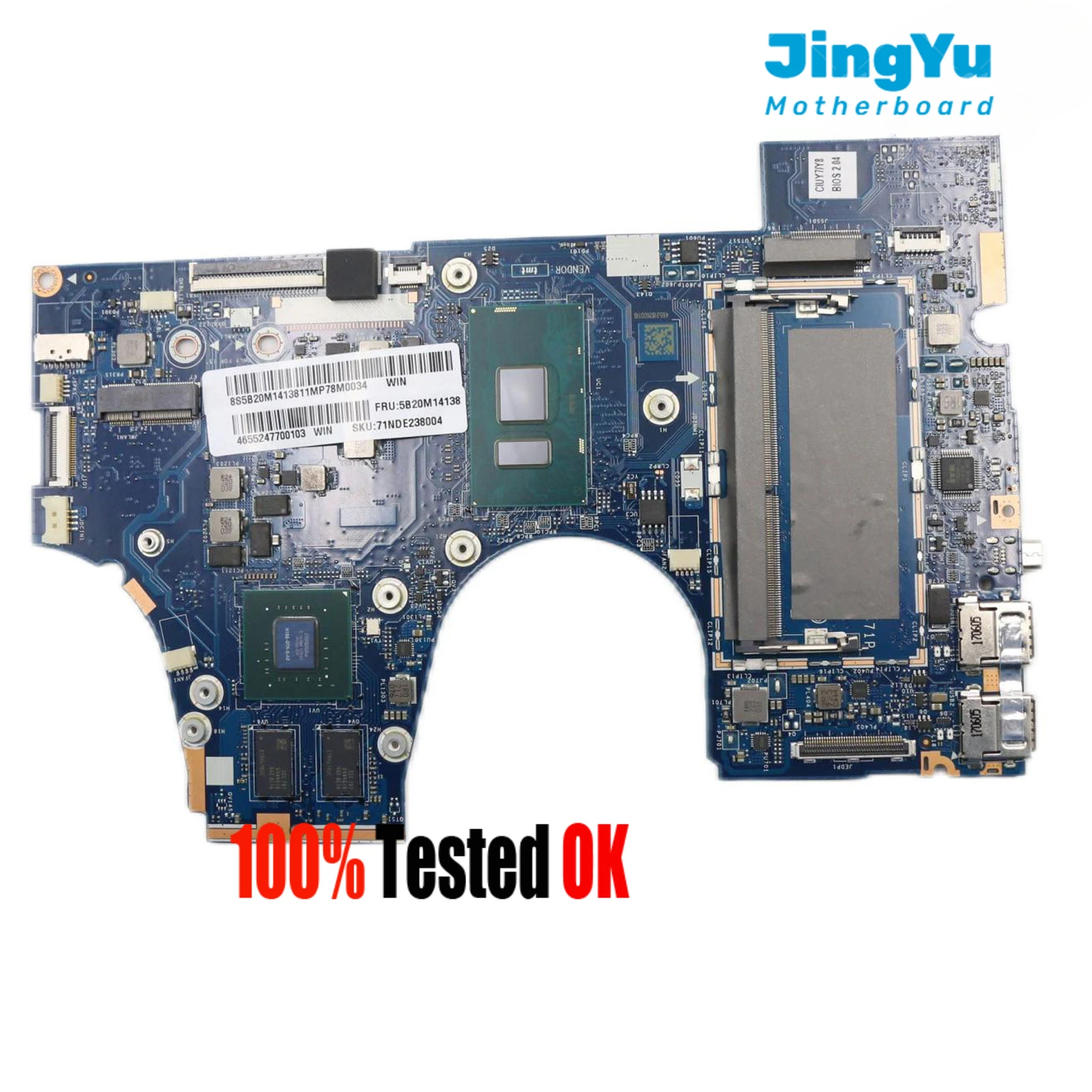 

For Lenovo Yoga 710-15IKB Laptop Mainboard LA-D471P REV 2.0 Motherboard with CPU I7-7500U GPU DIS 2G 100% Tested Ok