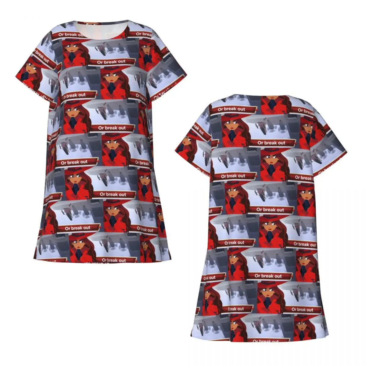 The Animated Series Carmen Sandiego Short Sleeves NightdressSleeping Sleepshirts Women Short Sleeve Nightgowns Soft Pajama Dress