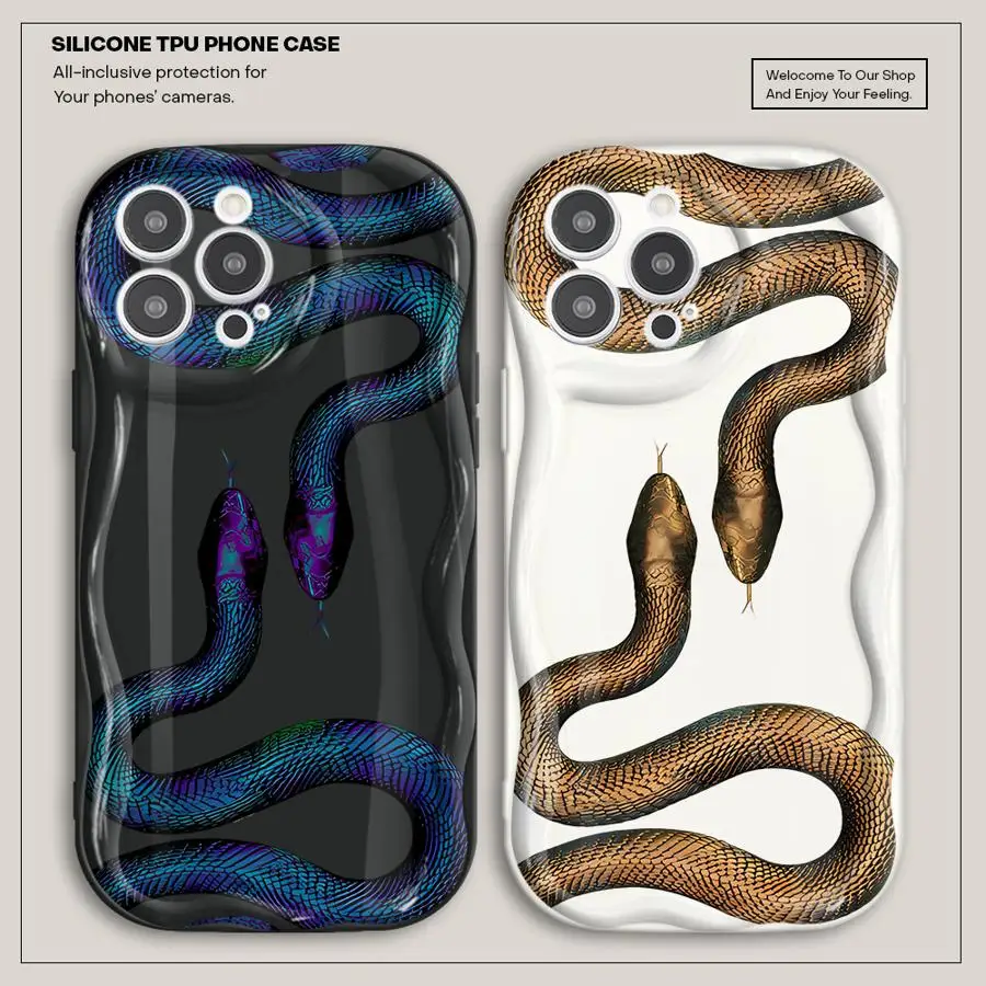 Snake Rose Skull Blvck Phone Case for Apple iPhone 12 Pro 13 Mini XR 15 16 ProMax 14 Plus SE XS Max 11 Pro 8 7 Silicone Cover