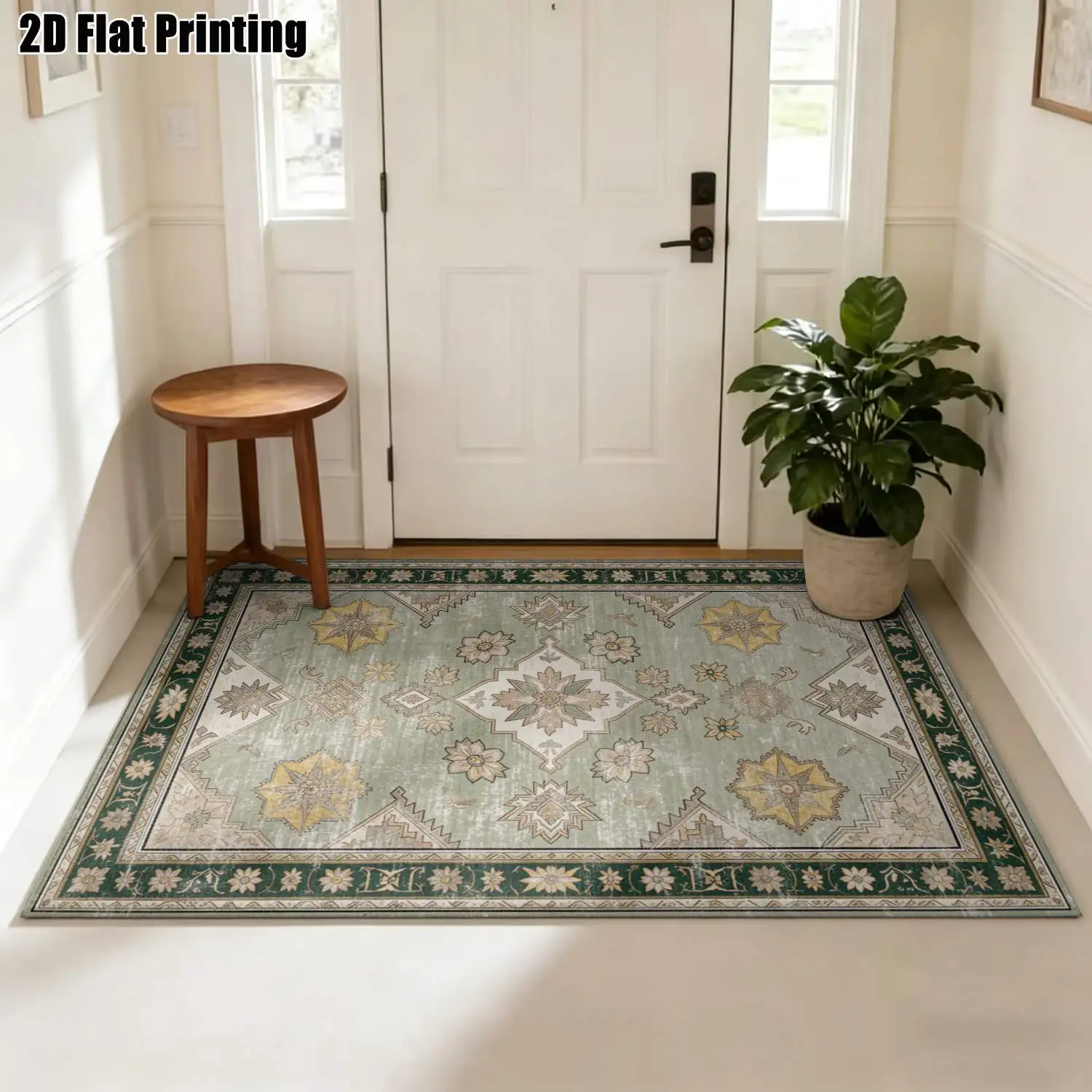 1Pc 2D Printed Retro Vinyl Record Letter Pattern Carpet, Geometric Striped Modern Minimalist Rug, Multi-Size Machine Washable, for Home Decor, Entrance, Dining, Bedroom, Living Room