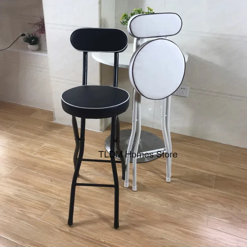 Portable Folding Steel High Bar Chairs Luxury Nordic Modern Bar Chairs Stools Backrest Design Chair Dining Elegant Furniture