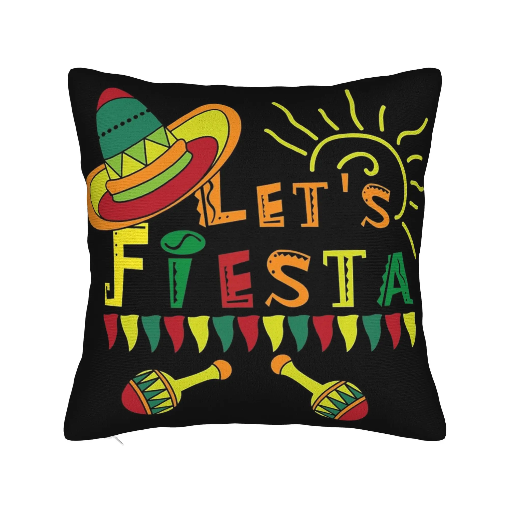 Let's Fiesta Cinco De Mayo  Pillow Cover Product Soft Cushion Cover Decor  Throw Pillow Case Cover Living Room Multiple Sizes