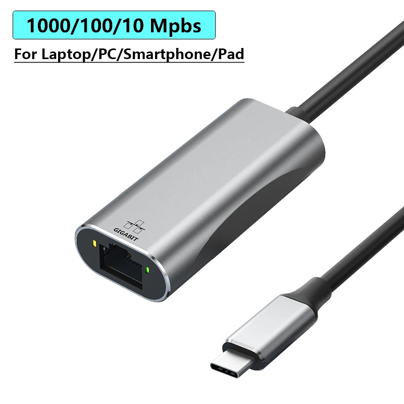 1000Mbps Usb C Ethernet Netwerk Adapter Type-C Lan Voor Laptop Macbook Samsung S20 Nintend Switch Ethernet Usb C Tot RJ45