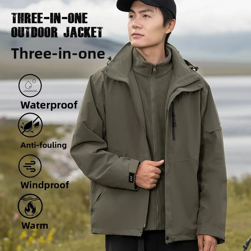 

Men's Fce Lined Jaet with Zipper Head Cass Tee in One Thermal Autumn Winter Coats for Couples Stand Fit Faion ...