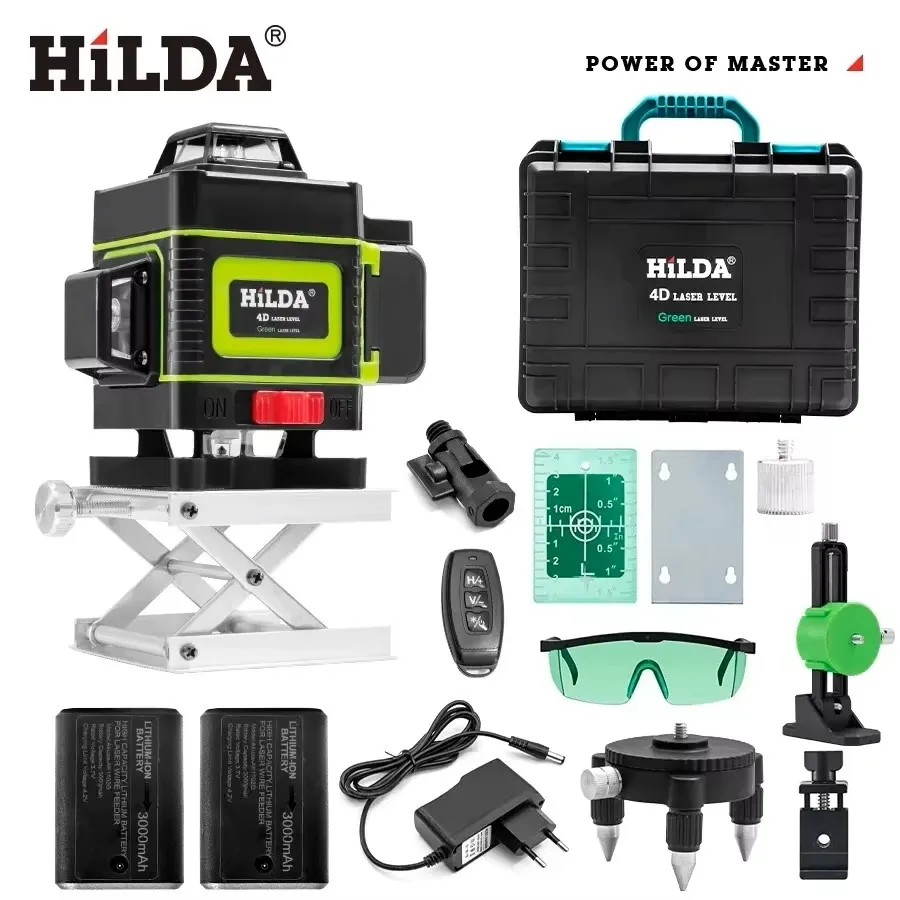 Image of HILDA 4D 16-Linien Grüner Laser-Nivelliergerät 360° ° Selbstnivellierender Horizontal-Vertikal-Kreuzlinienlaser Hochpräzises Bau-Messwerkzeug