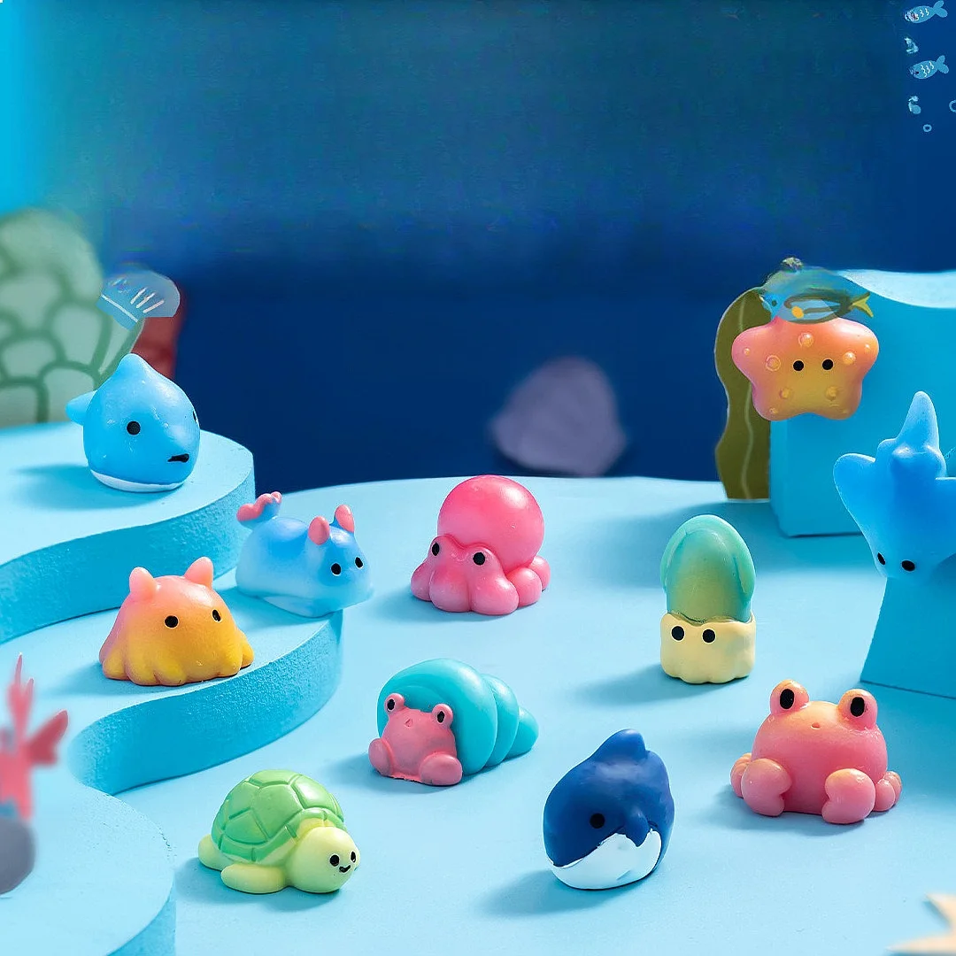 

100pcs Wholesale 3D Resin Cute Ocean Animals Miniatures Craft for Fairy Garden DIY Accessories Dollhouse Decor