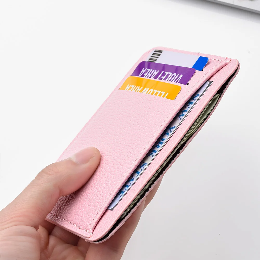 1 قطعة المرأة قصيرة رقيقة جدا موضة صغيرة بطاقة البنك حامل بطاقة الائتمان محفظة بسيطة حامل بطاقة جلدية بولي PU #3