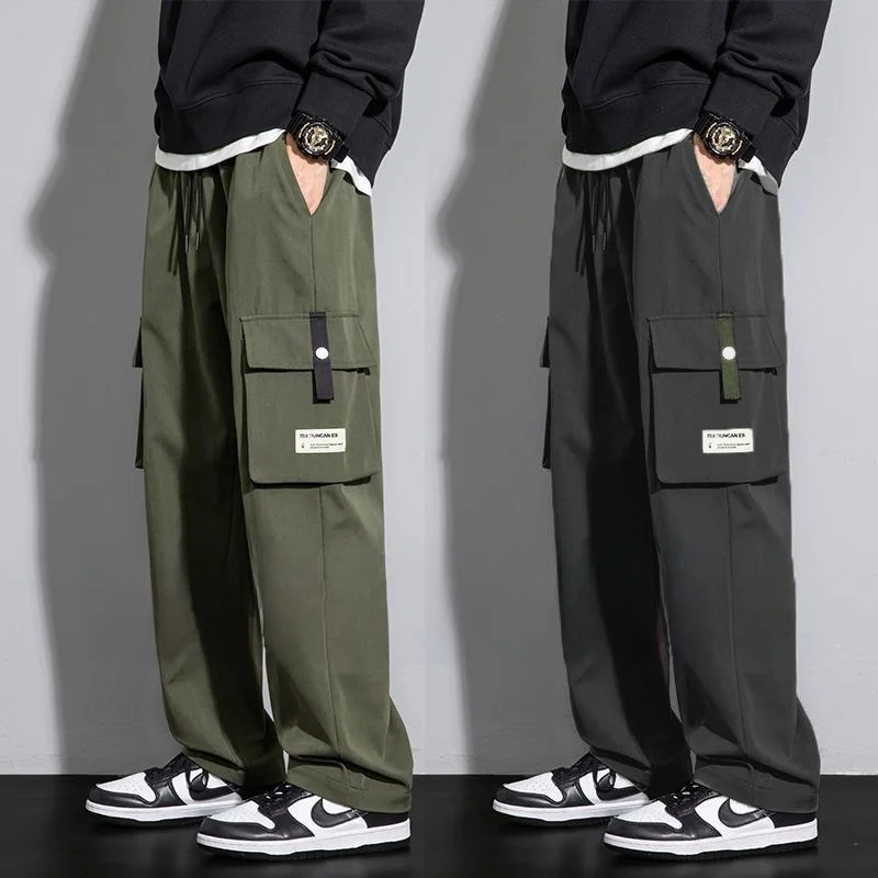 

Новые модные свободные прямые брюки для молодежи 2025 года: тонкие летние мужские повседневные спортивные брюки в уличном стиле для работы