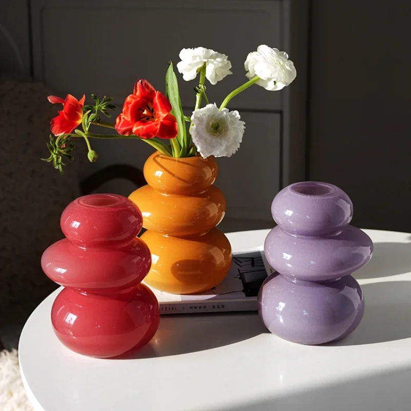 Medieval Lily Vase Ornaments Living Room Flower Arrangement Glass High Sense French Retro Cream Table High Flowerarrangementvase