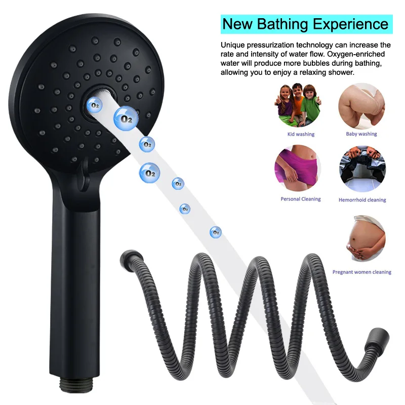 

, Europe, America, Korea and Japan matte matte black handheld shower, pressurized water-saving shower head set