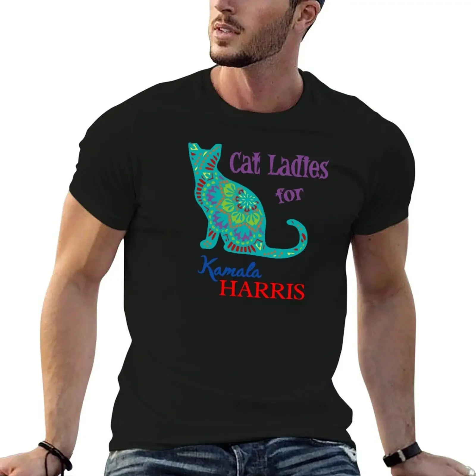 Cat Ladies for Kamala Harris T-Shirt man t shirt croswit shirt man anime mens t shirts