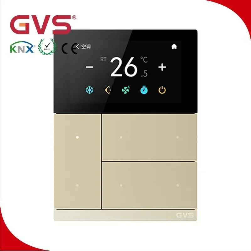 Guangzhou Manufacturer EIB K-bus KNX Smart Home Villa Hotel Automation System KNX Temperature Panel Thermostat Panel GVS KNX