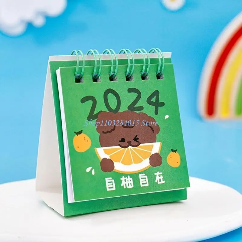 R6FF Desk Calendar Portable Standing Up Monthly Calendar Cartoon Desk Planner