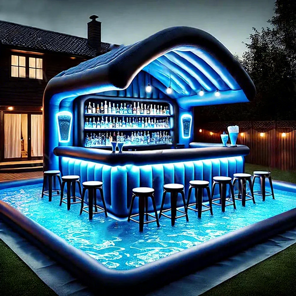High Quality Multi-Person Inflatable Pool Bar Sofa Lounger Leisure Floating Row For Park Amusement