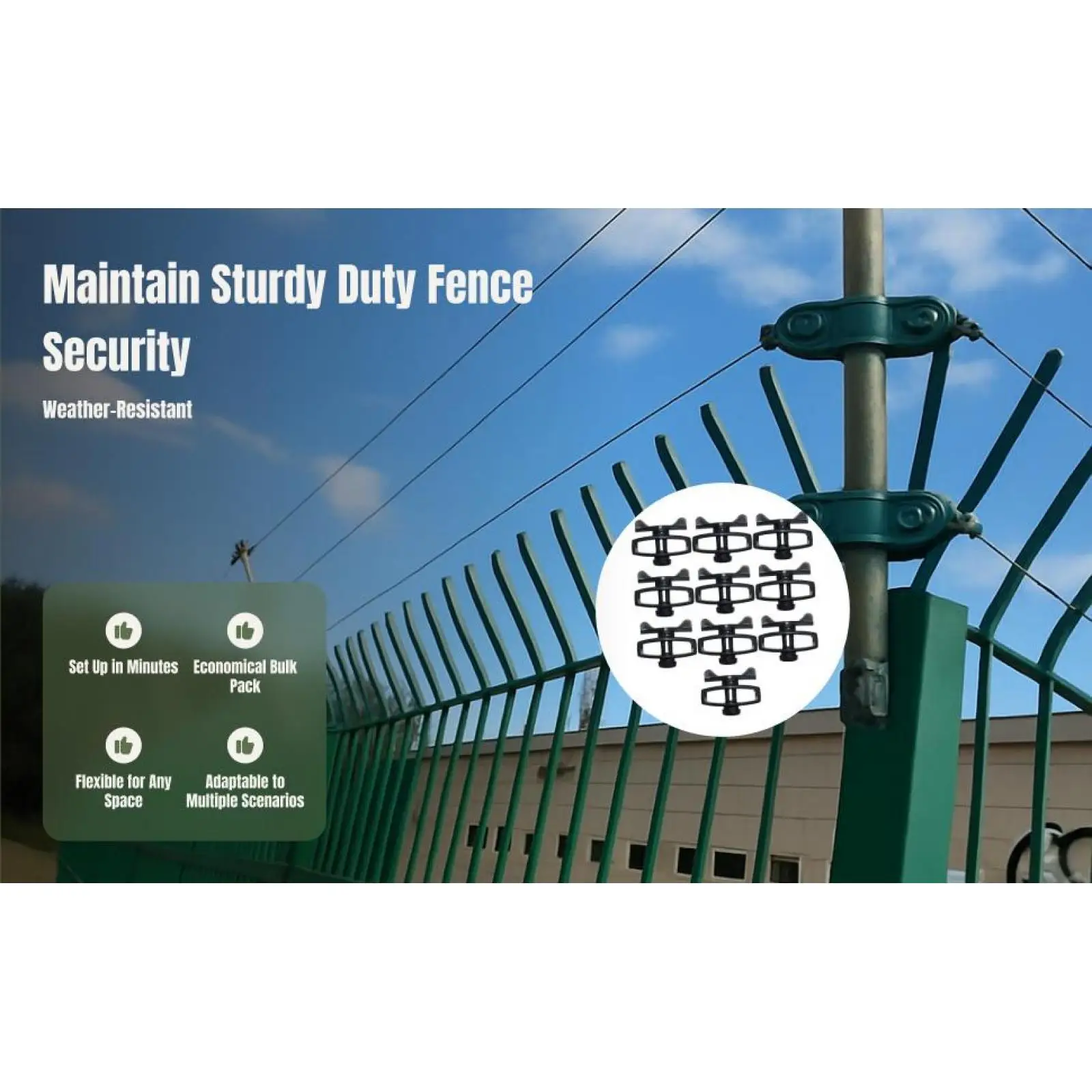 10x colador de cerca eléctrica práctico para valla eléctrica, valla de granja patio trasero valla de alambre de piscina portátil tensor de alambre de trinquete