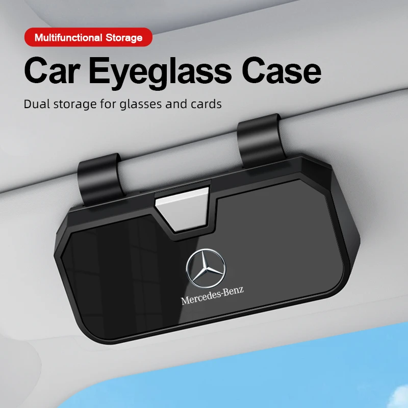 Auto Sun Visor Glasses Box Sunglasses Clip Card Holder For Mercedes Benz S320 W164 W203 W204 W168 C180 E320 A200 CLA CLK CLS