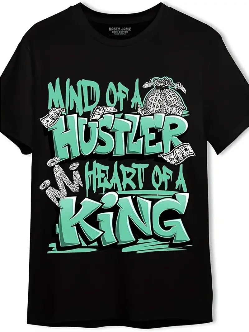 Plus Size Men's Clothing Mind Of A Hustler Nd Pen In New Tab Graphic Tee Casual Crew Neck Short Sleeve Top For Urban Style
