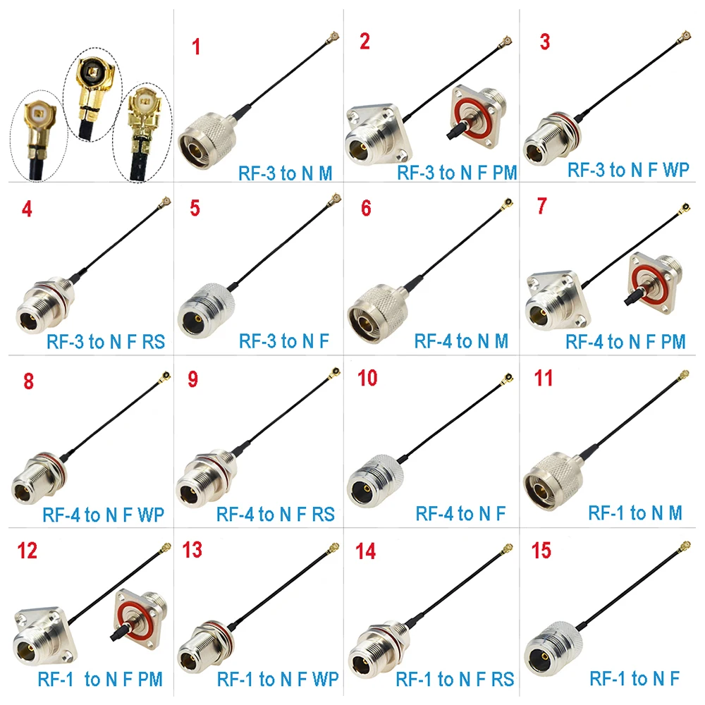 1PCS N Male/Femaleto U.fl/IPX-1/IPX-3 Female Jack RF0.81/RF1.37 Coax Cable Extension Jumper Pigtail for WiFi Antenna 1st-K to N