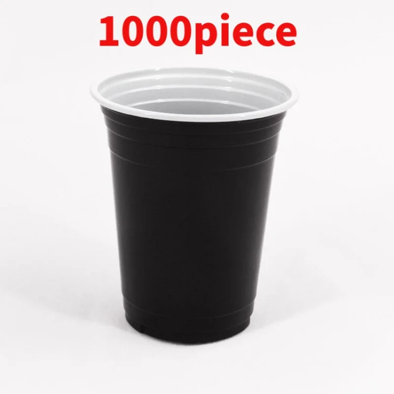 10 00 piezas. Tazas desechables de fiesta de PP con logotipo personalizado, 16oz, 500ml, vasos de pong y cerveza, paquete de 50 vasos para beber de PP negros