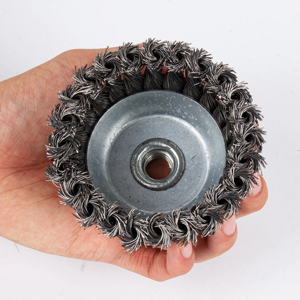 Twisted Steel Wire Wheel Quick Rust Clean Flat Cup Angle Grinder Brush Strong Paint Remove Rotary Twist Knot Deburring