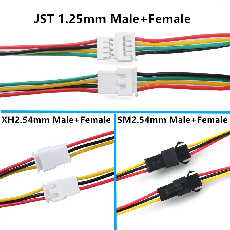 JST1.25 PH2.0 XH SM2.54 2P3P4P5P6P 10/20/30cm Male Female Plug Butt-joint Aerial Docking Crimp Terminal Wire Cable Connector