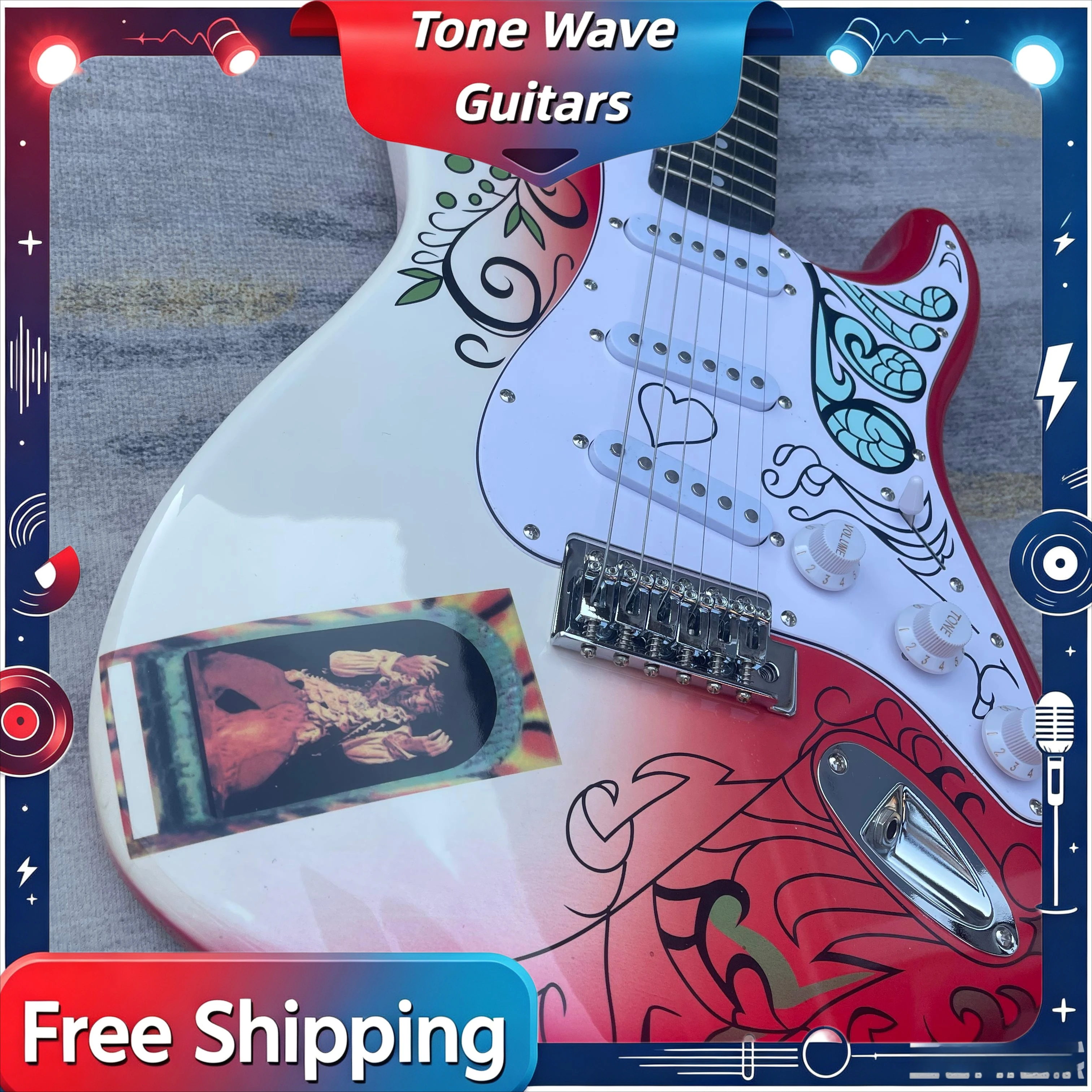 STRE Hand Drawn Rose Vine Retro Portrait Painted Piano Body Solid Wood Piano Body Rosewood Fingerboard Free Shipping