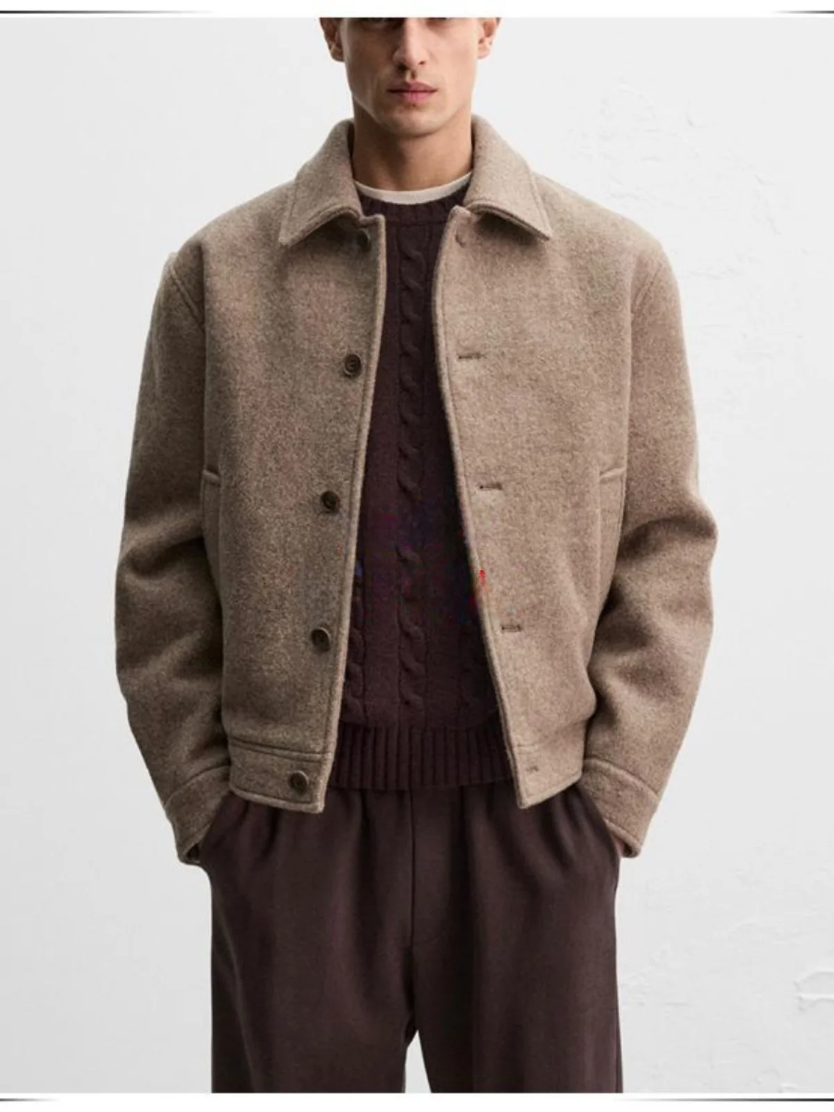 

Men's Winter Woolen Tweed Jaet Casual Lapel Coat Thiened Long Sve Faion Urban Sle for All Seasons ZA&LIANGPIN