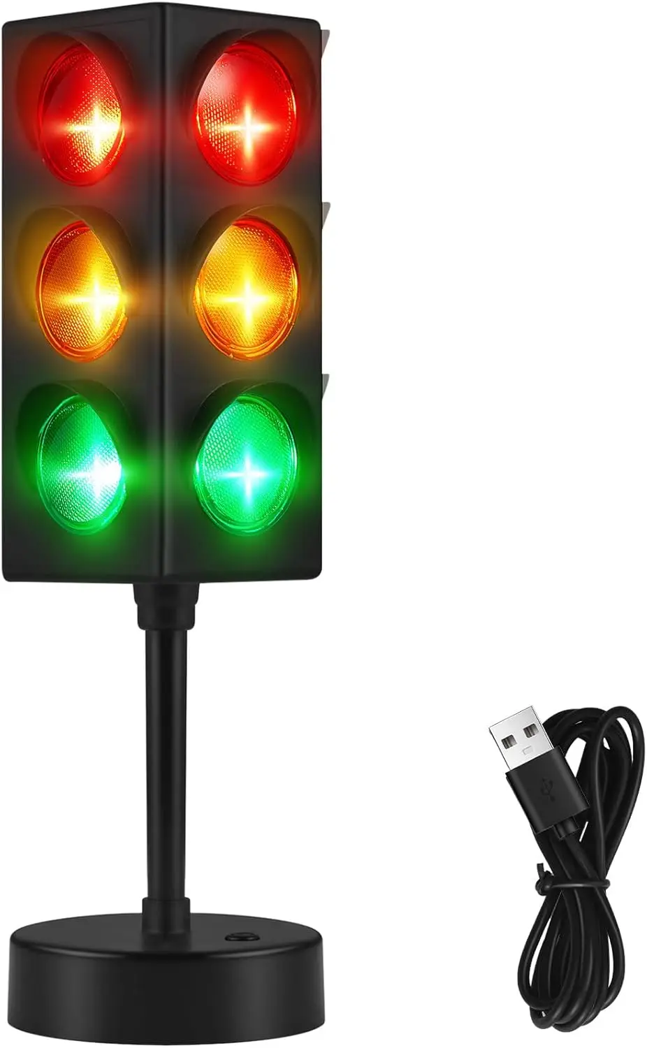 

11-Inch Traffic Light Lamp, USB Color Changing LEDs, Mini Stop Sign Nightlight for Kids Room, Bedroom, or Playroom
