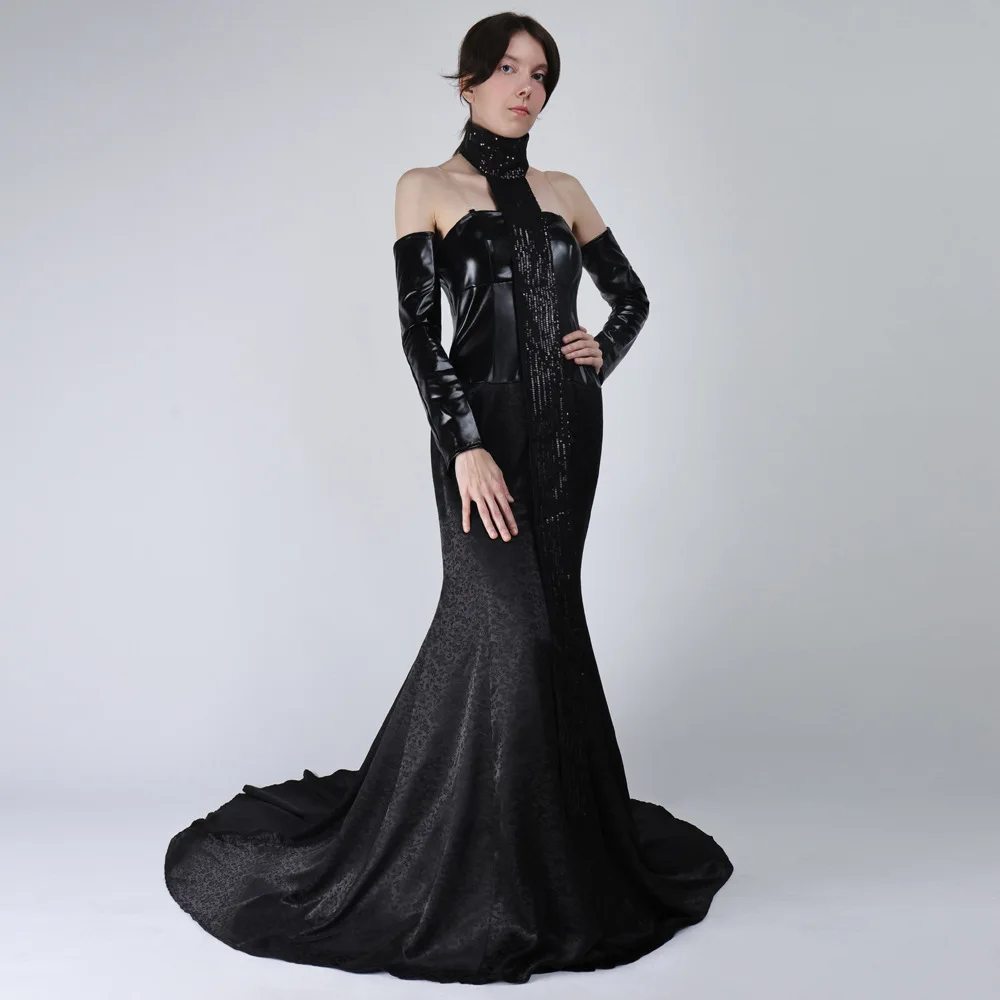 

Halloween party uniform Padmé Amidala SW cosplay costume Movie Women's sexy black dress Performance Clothing