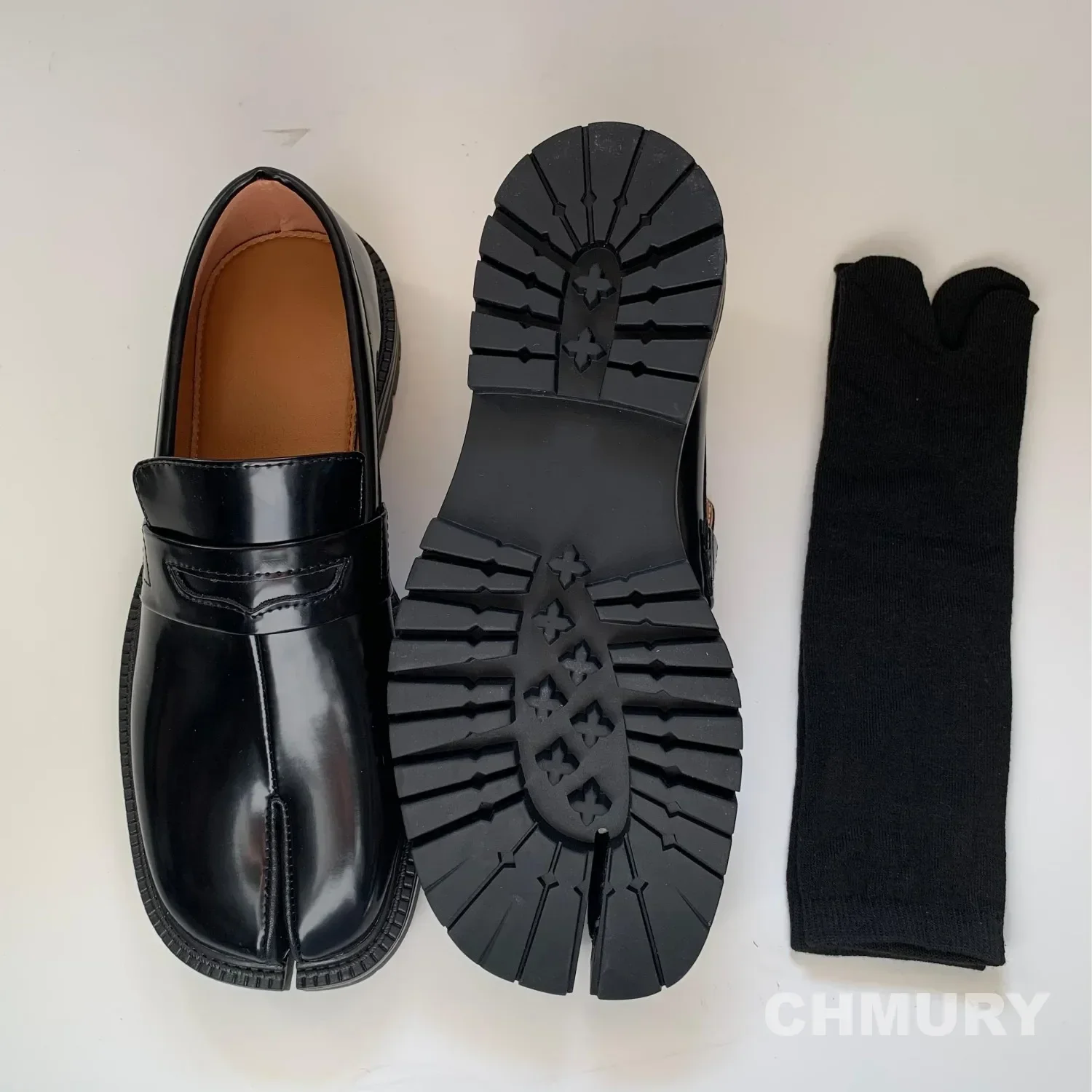 Zapatos CHMURY Tabi, mocasines para hombres y mujeres, punta dividida, suela gruesa, mocasines informales de charol Tabis Tebby Tabi, mocasines para mujeres