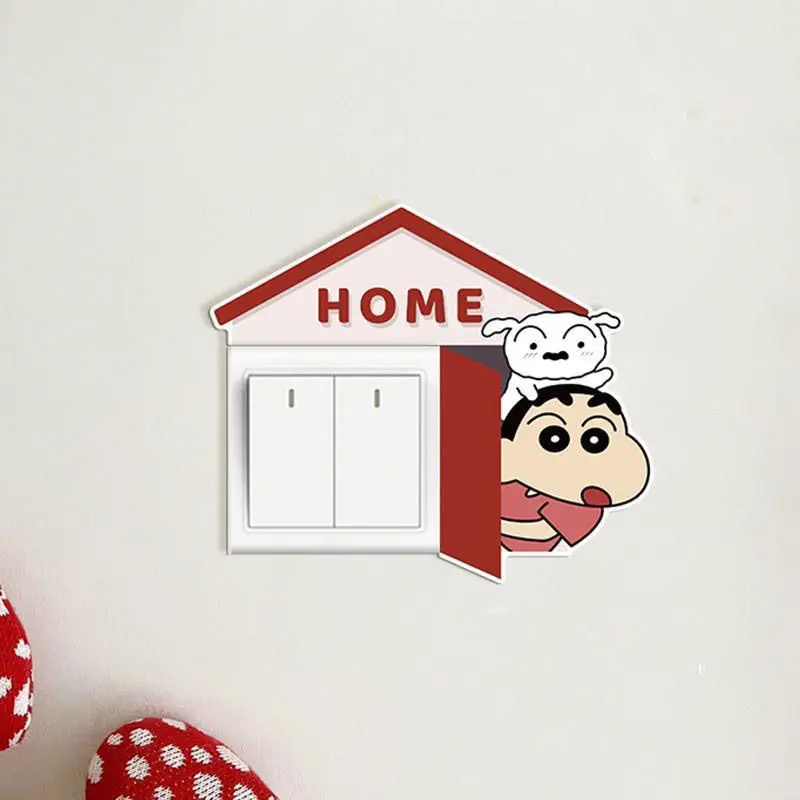 Kawaii Crayon Shin-chan Creative Switch Sticker Cute Beauty Socket Protective Cover Beautify Room Decorative Wall Sticker Gifts
