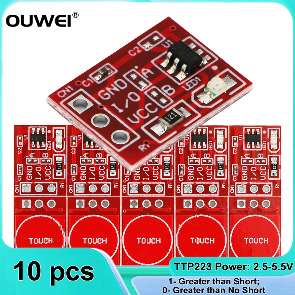 10/50/100PCS/LOT TTP223 Touch Button Module Capacitor Type Single Channel Self Locking Touch Switch Sensor for Arduino DIY