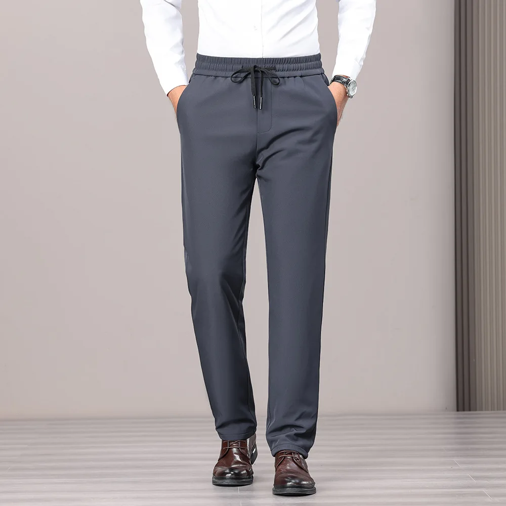 Men Business Down Pants Winter Thickened Goose Down Padded Warm Trousers Man Straight Cut calca termica masculina inverno PT-611