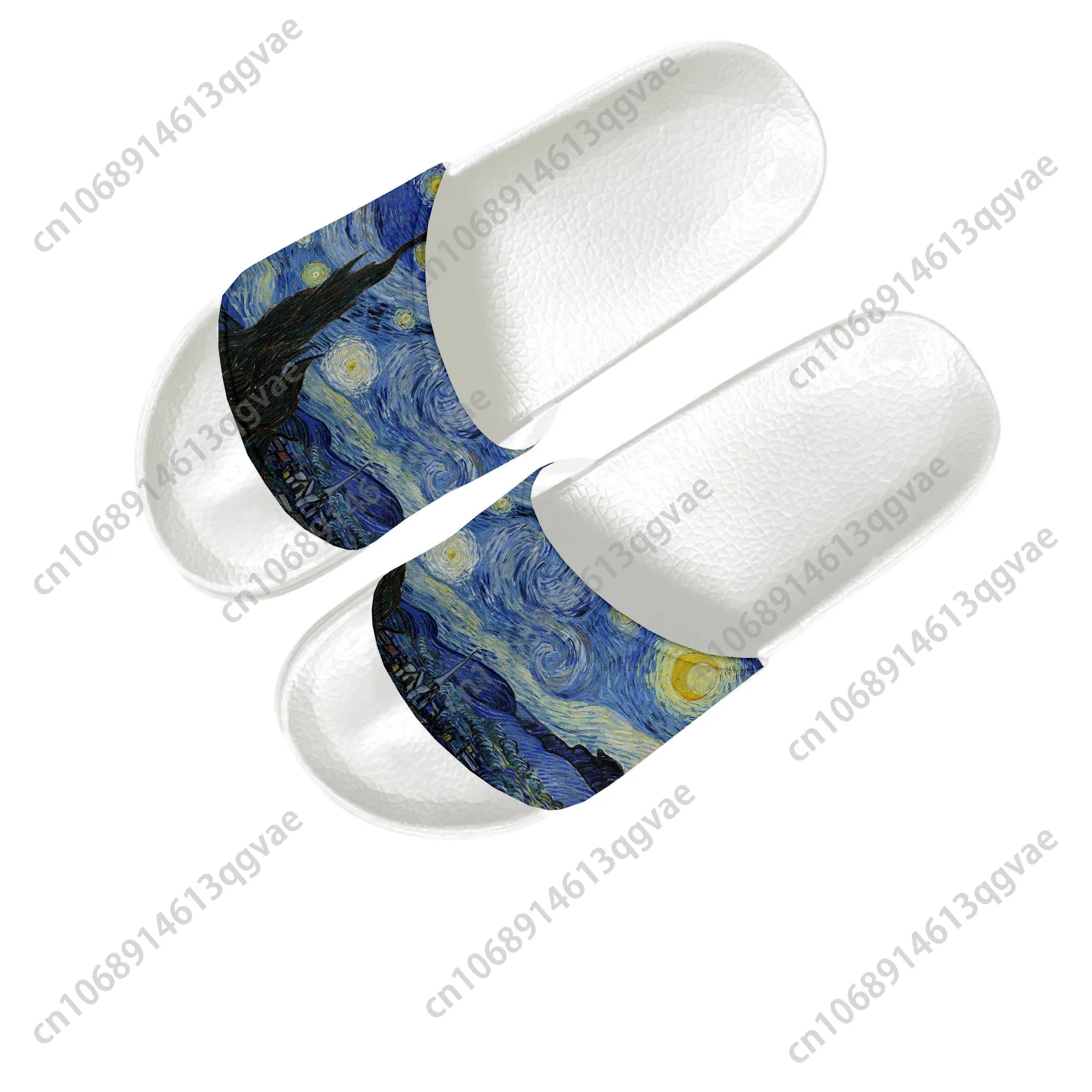 Van Gogh Oil Paint Starry Night Slippers Home Water Shoes Men Women Teenagers Children Beach Pool Sandals Custom Summer Slipper